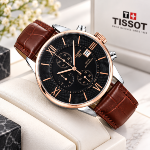Black Rose Gold Leather Watch